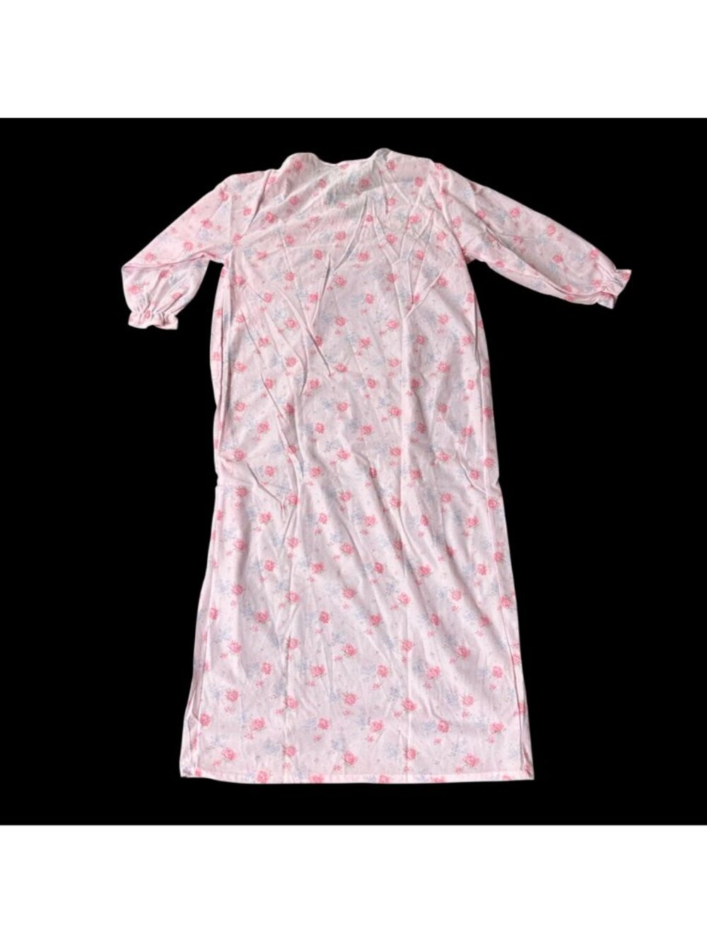 Vintage Pink Nightgown Floral Long Sleeve Medium Private Moments USA Granny - Picture 3 of 7